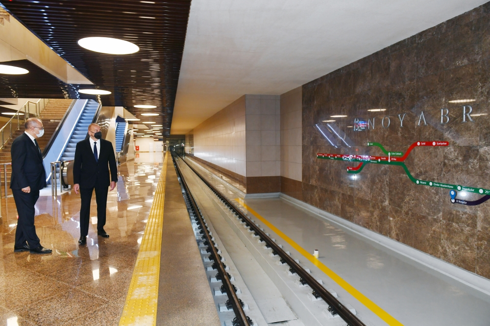 Bakı Metropoliteninin “8 Noyabr” stansiyası istifadəyə verilib Prezident İlham Əliyev stansiyada yaradılan şəraitlə tanış olub