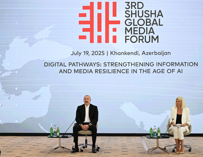 III Şuşa Qlobal Media Forumunun iştirakçıları ilə görüş keçirilib. Prezident İlham Əliyev görüşdə iştirak edib
